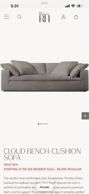 Restoration Hardware 9 ft Cloud Sofa in Grey