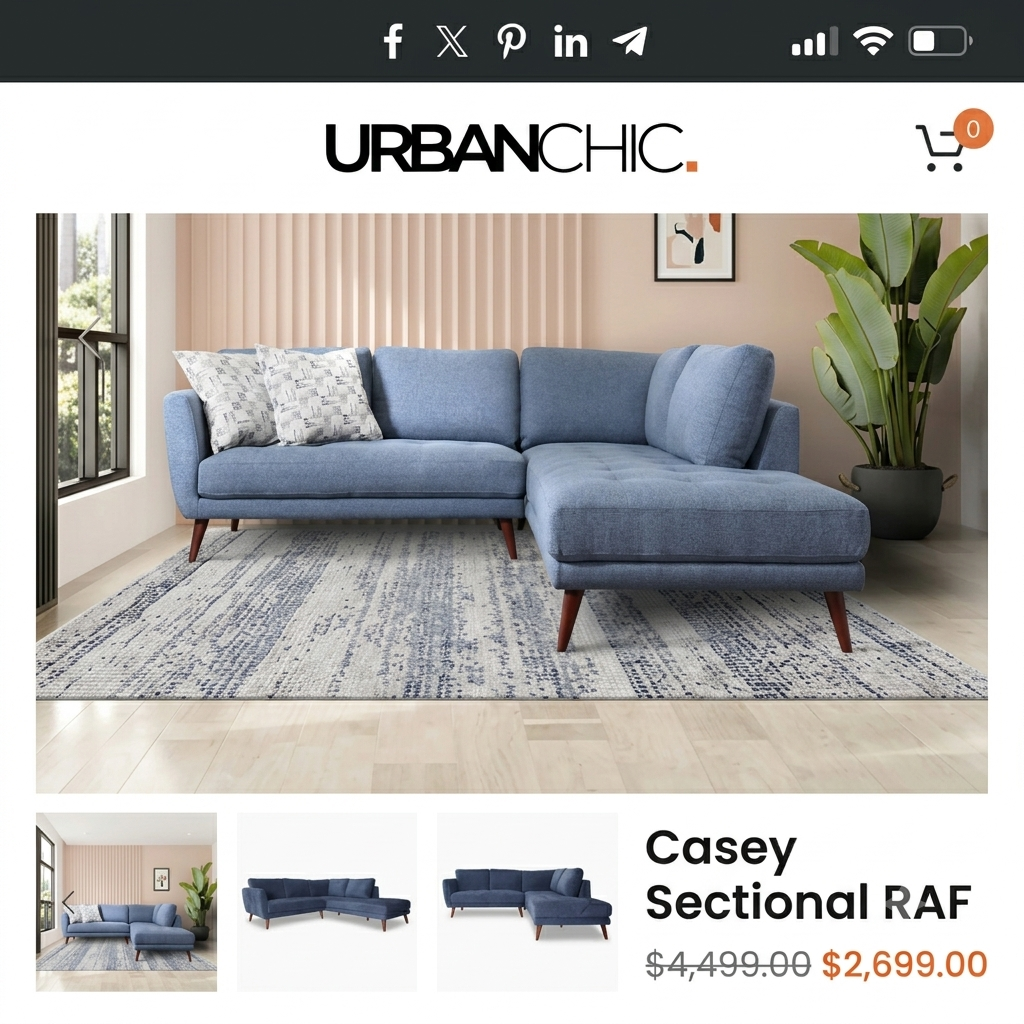 Urban Chic 2-Piece Mid-Century Modern Sectional